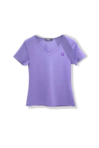 ÁO CỔ TIM TAY NGẮN ĐỐM TÍM