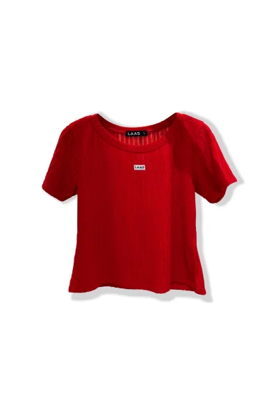 ÁO CỔ TRÒN NGẮN XỐP ĐỎ