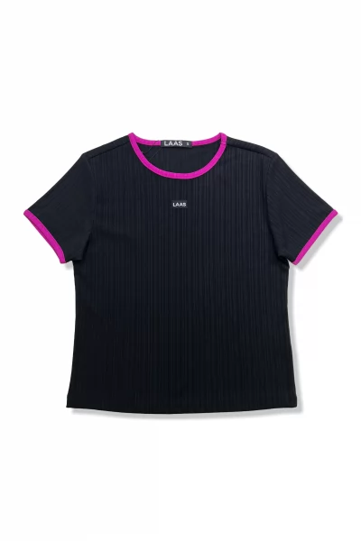 ÁO PHỐI VIỀN CỔ TRÒN ĐEN