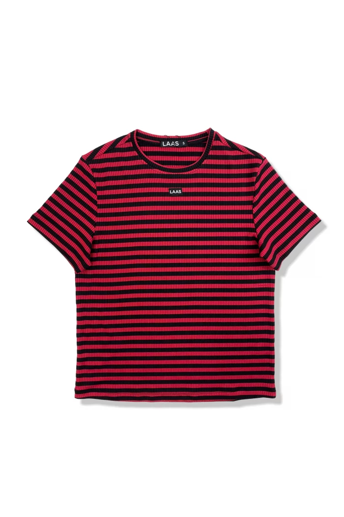 ÁO THUN CỔ TRÒN SỌC 2025 ĐỎ ĐEN