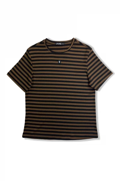 ÁO THUN TAG SỌC NÂU ĐEN