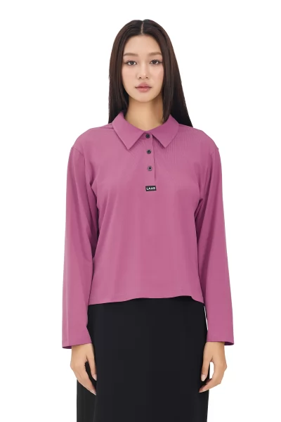 ÁO POLO COTTON TAY DÀI HỒNG MẬN