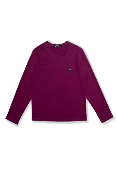 ÁO THUN COTTON TAG TAY DÀI TÍM CẨM