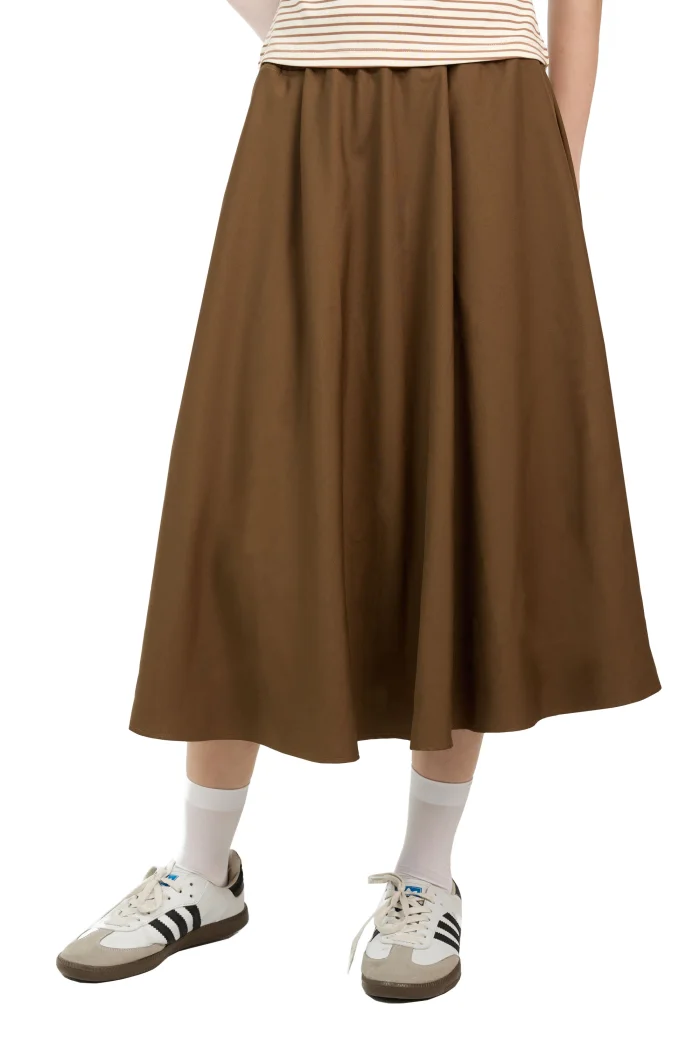 CHÂN VÁY XÒE LỬNG ĐEN NÂU