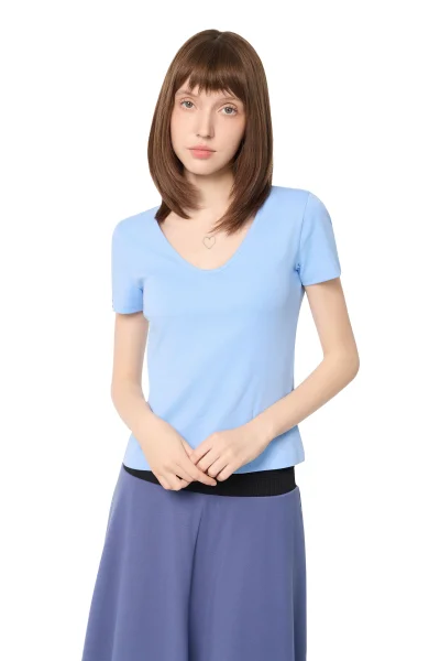 ÁO RIP COTTON CỔ V XANH BIỂN