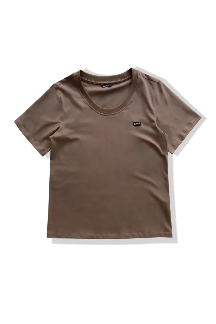 ÁO THUN COTTON CỔ RỘNG NÂU