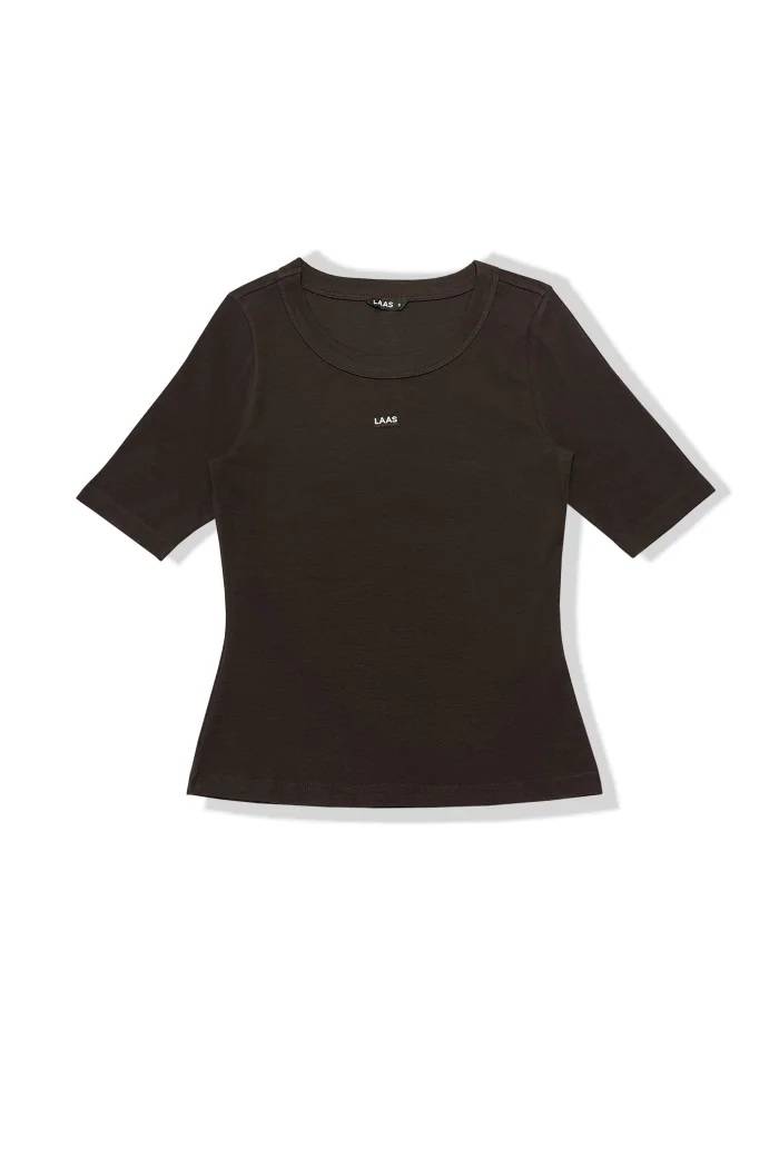 ÁO RIP COTTON CỔ TRÒN TAY LỠ NÂU ĐẬM