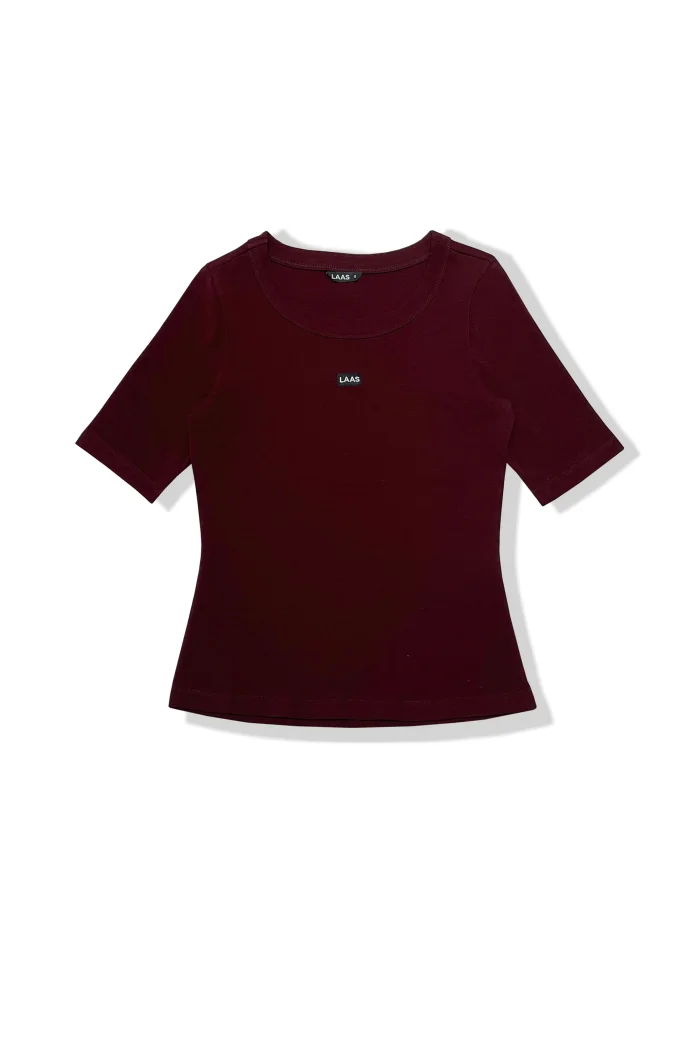 ÁO RIP COTTON CỔ TRÒN TAY LỠ ĐỎ RƯỢU