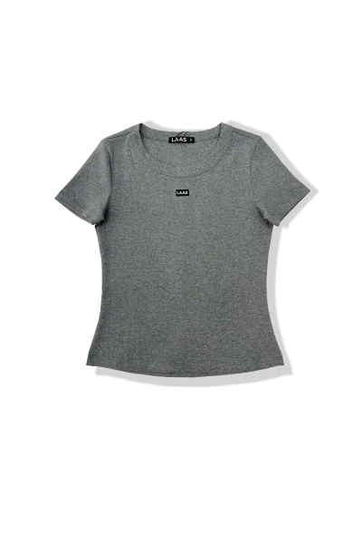 ÁO RIP COTTON CỔ TRÒN XÁM TIÊU